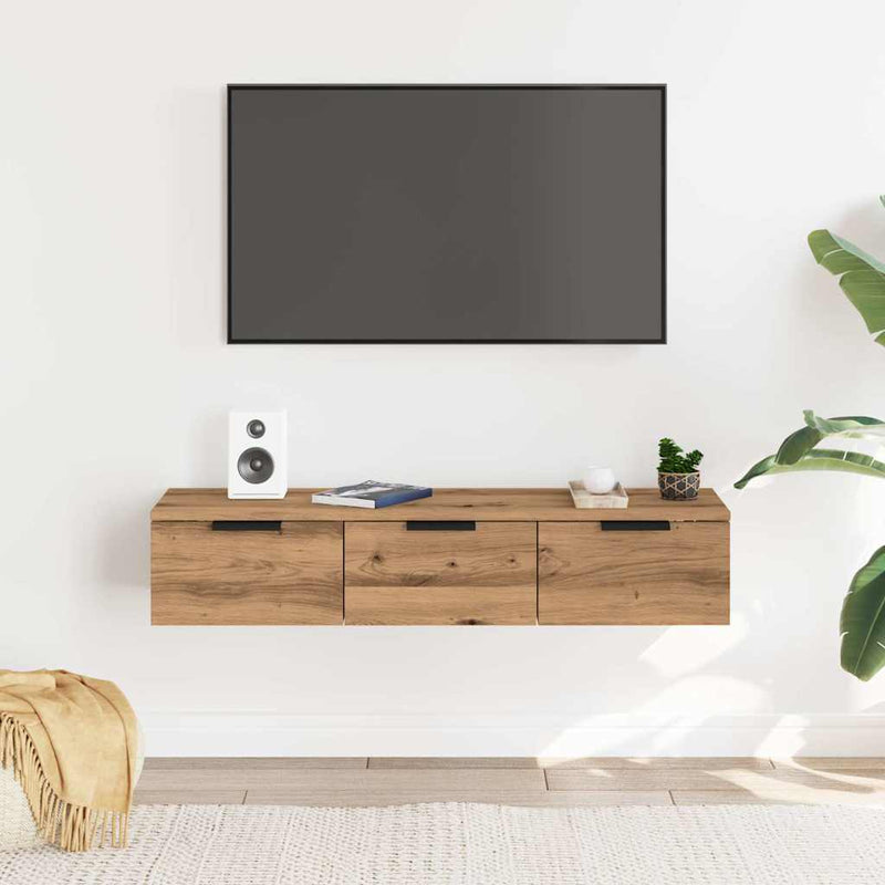 Wandkast 102X30X20 Cm Bewerkt Hout Artisanaal Eikenkleur