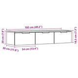 Wandkast 102X30X20 Cm Bewerkt Hout Artisanaal Eikenkleur