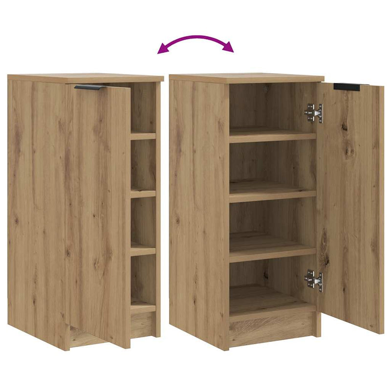 Schoenenkast 29,5X35X70 Cm Bewerkt Hout Artisanaal Eikenkleur