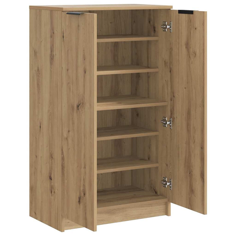 Schoenenkast 59X35X100,5 Cm Bewerkt Hout Artisanaal Eikenkleur