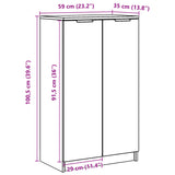 Schoenenkast 59X35X100,5 Cm Bewerkt Hout Artisanaal Eikenkleur