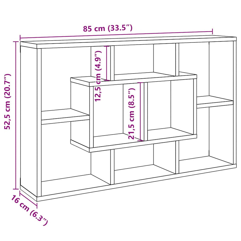 Wandschap 85X16X52,5 Cm Bewerkt Hout Kleurig