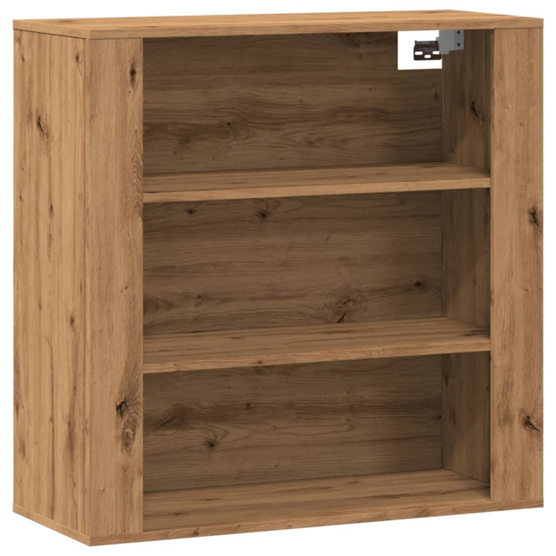 Wandkast 80X33X80 Cm Bewerkt Hout Artisanaal Eikenkleur