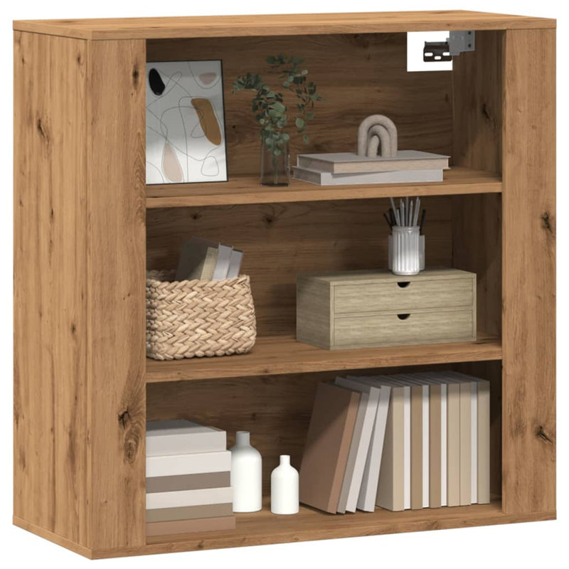 Wandkast 80X33X80 Cm Bewerkt Hout Artisanaal Eikenkleur
