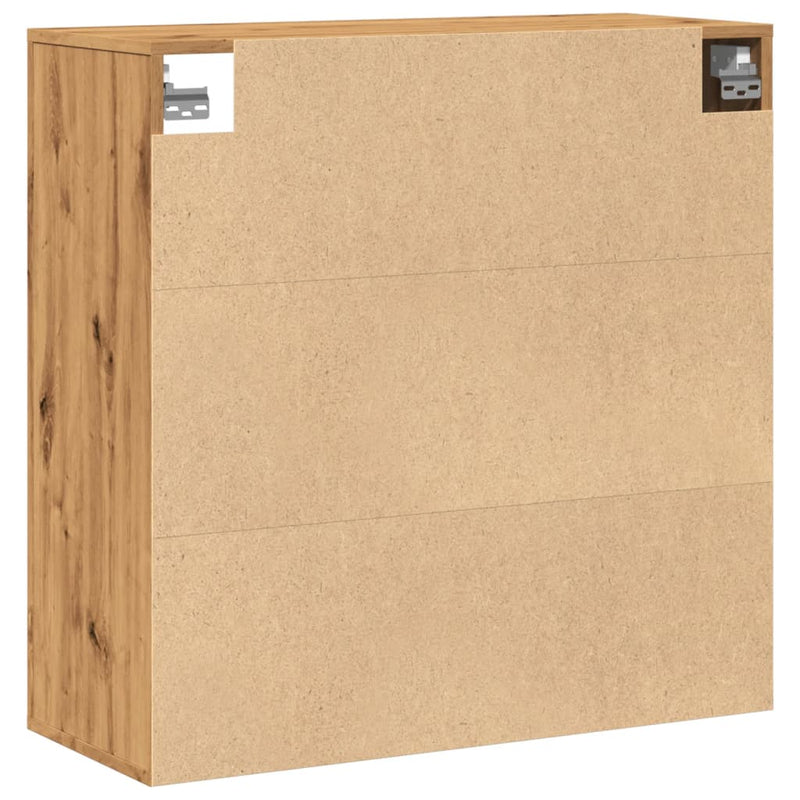 Wandkast 80X33X80 Cm Bewerkt Hout Artisanaal Eikenkleur