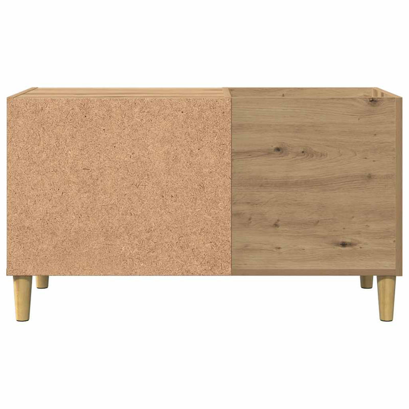 Platenkast 84,5X38X48 Cm Bewerkt Hout Artisanaal Eikenkleur