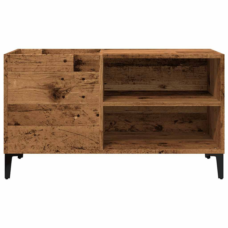 Platenkast 84,5X38X48 Cm Bewerkt Hout Oud Houtkleurig