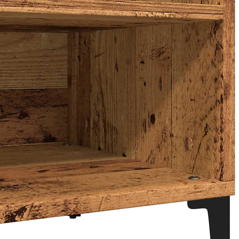 Platenkast 84,5X38X48 Cm Bewerkt Hout Oud Houtkleurig