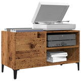 Platenkast 84,5X38X48 Cm Bewerkt Hout Oud Houtkleurig