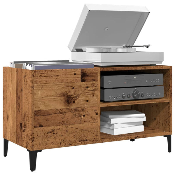 Platenkast 84,5X38X48 Cm Bewerkt Hout Oud Houtkleurig
