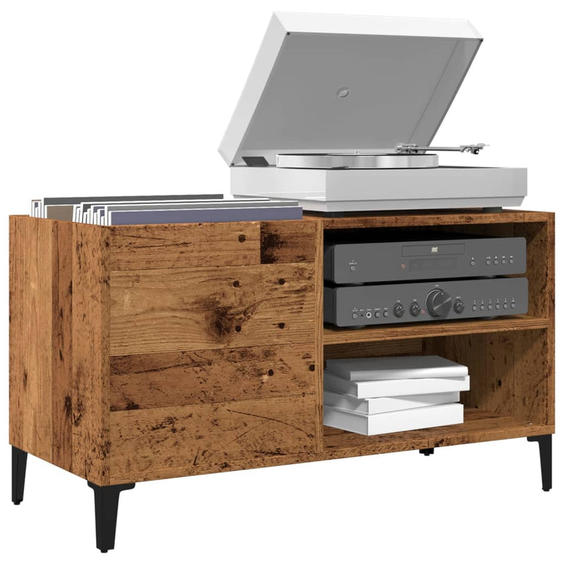 Platenkast 84,5X38X48 Cm Bewerkt Hout Oud Houtkleurig
