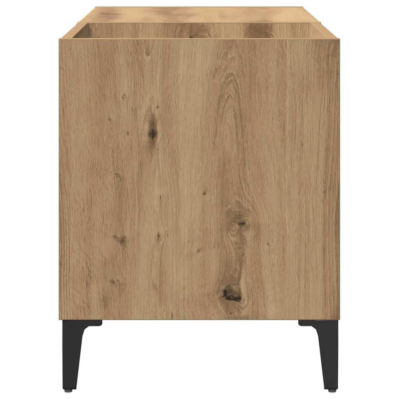 Platenkast 84,5X38X48 Cm Bewerkt Hout Artisanaal Eikenkleur