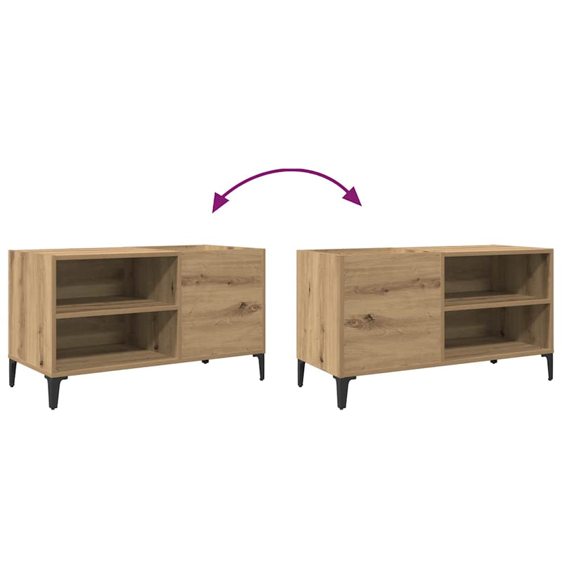 Platenkast 84,5X38X48 Cm Bewerkt Hout Artisanaal Eikenkleur