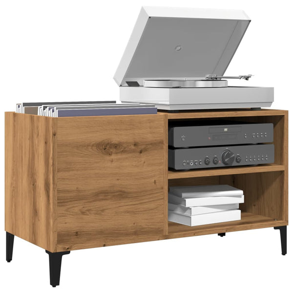 Platenkast 84,5X38X48 Cm Bewerkt Hout Artisanaal Eikenkleur