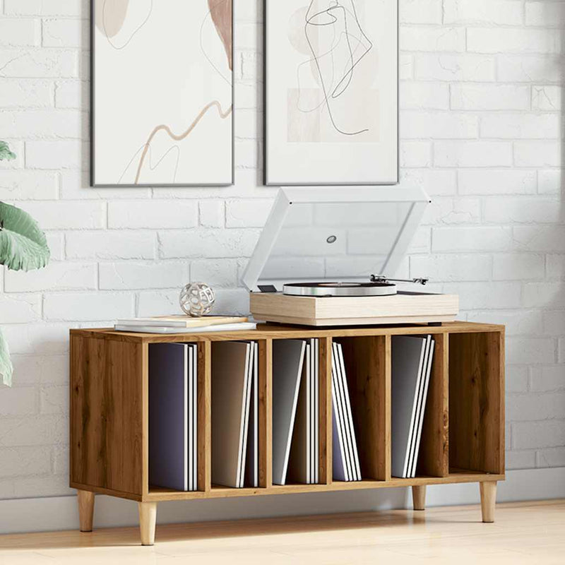 Platenkast 100X38X48 Cm Bewerkt Hout Artisanaal Eikenkleur