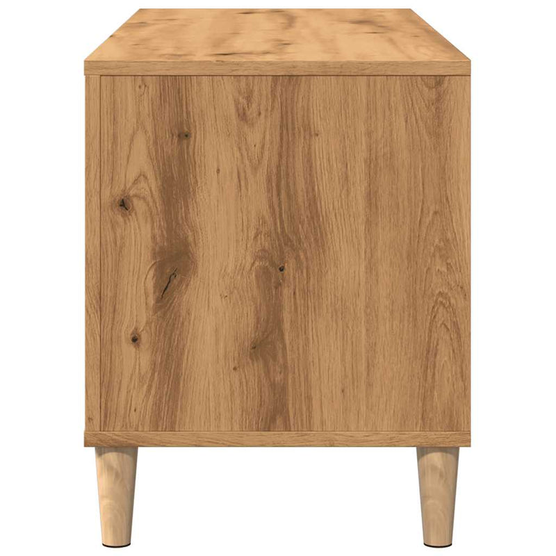 Platenkast 100X38X48 Cm Bewerkt Hout Artisanaal Eikenkleur