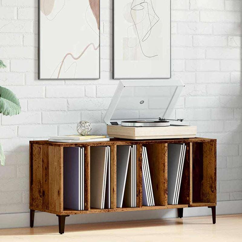 Platenkast 100X38X48 Cm Bewerkt Hout Oud Houtkleurig