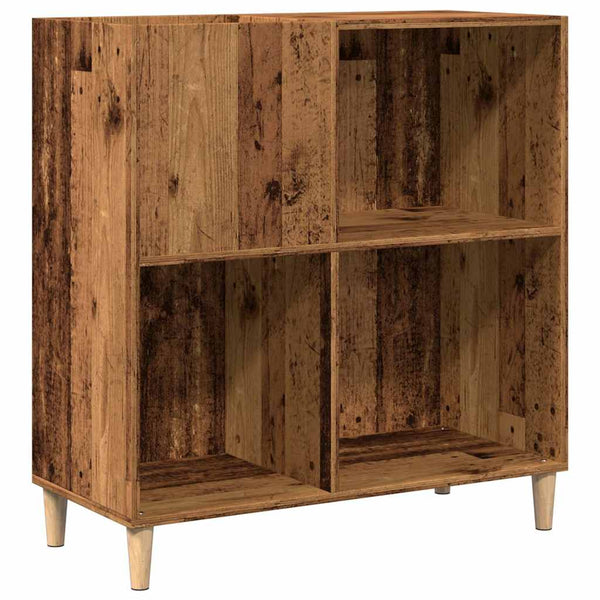 Platenkast 84,5X38X89 Cm Bewerkt Hout Oud Houtkleurig