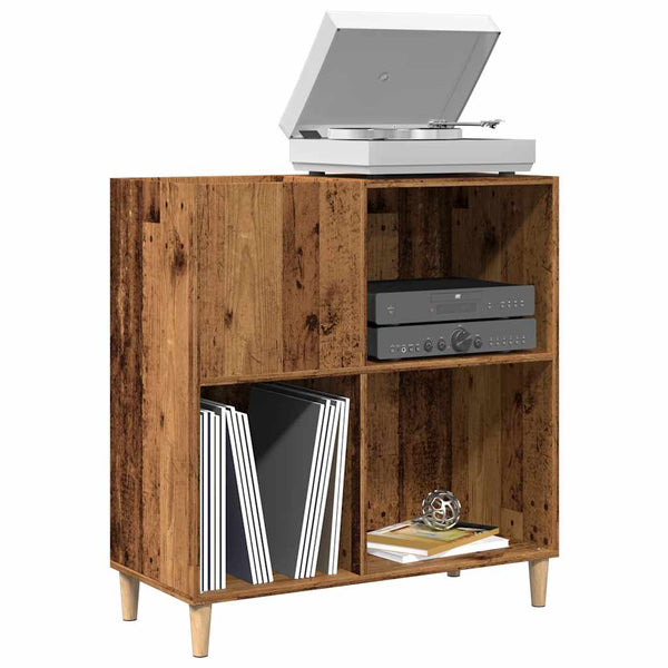 Platenkast 84,5X38X89 Cm Bewerkt Hout Oud Houtkleurig