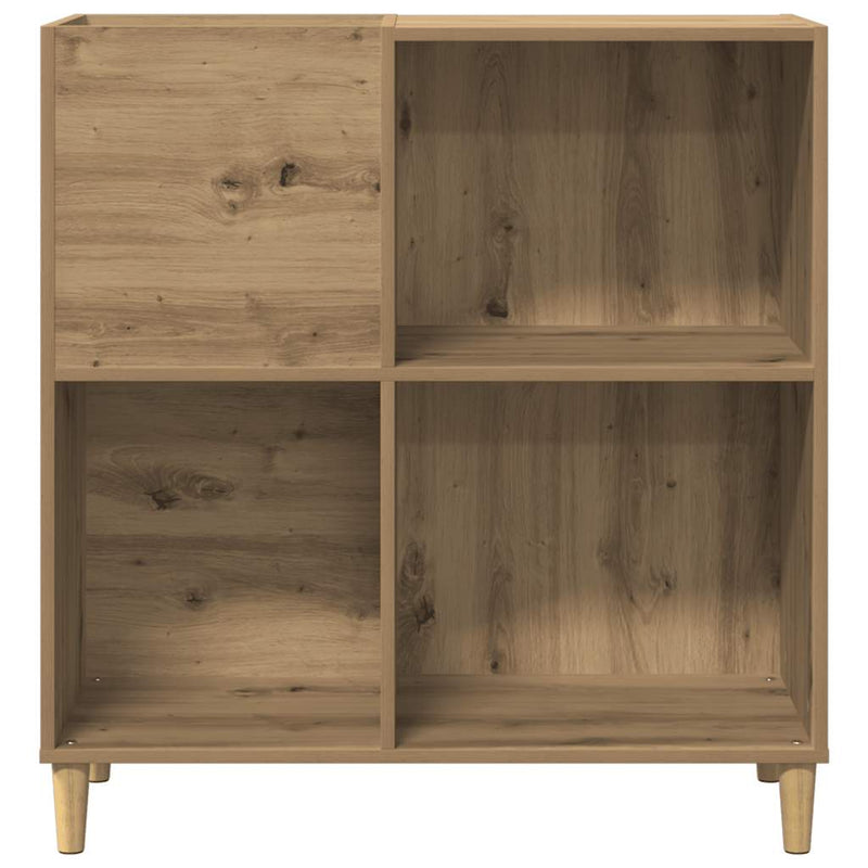 Platenkast 84,5X38X89 Cm Bewerkt Hout Artisanaal Eikenkleur