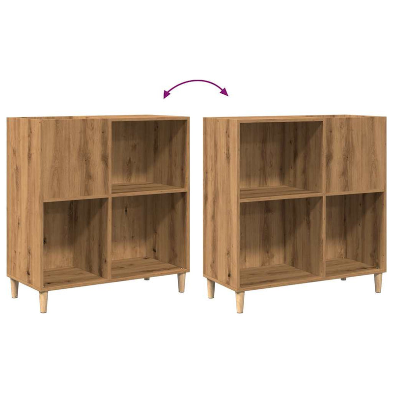 Platenkast 84,5X38X89 Cm Bewerkt Hout Artisanaal Eikenkleur