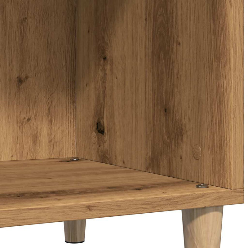 Platenkast 84,5X38X89 Cm Bewerkt Hout Artisanaal Eikenkleur