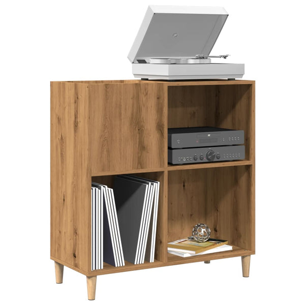 Platenkast 84,5X38X89 Cm Bewerkt Hout Artisanaal Eikenkleur