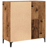 Platenkast 84,5X38X89 Cm Bewerkt Hout Oud Houtkleurig
