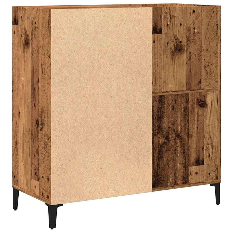 Platenkast 84,5X38X89 Cm Bewerkt Hout Oud Houtkleurig