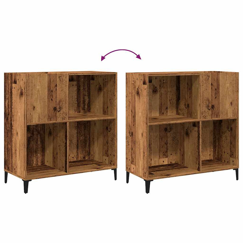 Platenkast 84,5X38X89 Cm Bewerkt Hout Oud Houtkleurig