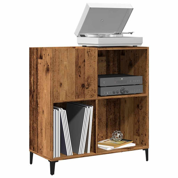 Platenkast 84,5X38X89 Cm Bewerkt Hout Oud Houtkleurig