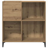 Platenkast 84,5X38X89 Cm Bewerkt Hout Artisanaal Eikenkleur