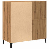 Platenkast 84,5X38X89 Cm Bewerkt Hout Artisanaal Eikenkleur