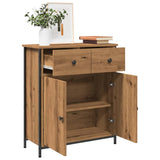 Dressoir 70X30X80 Cm Bewerkt Hout En Staal Kleurig