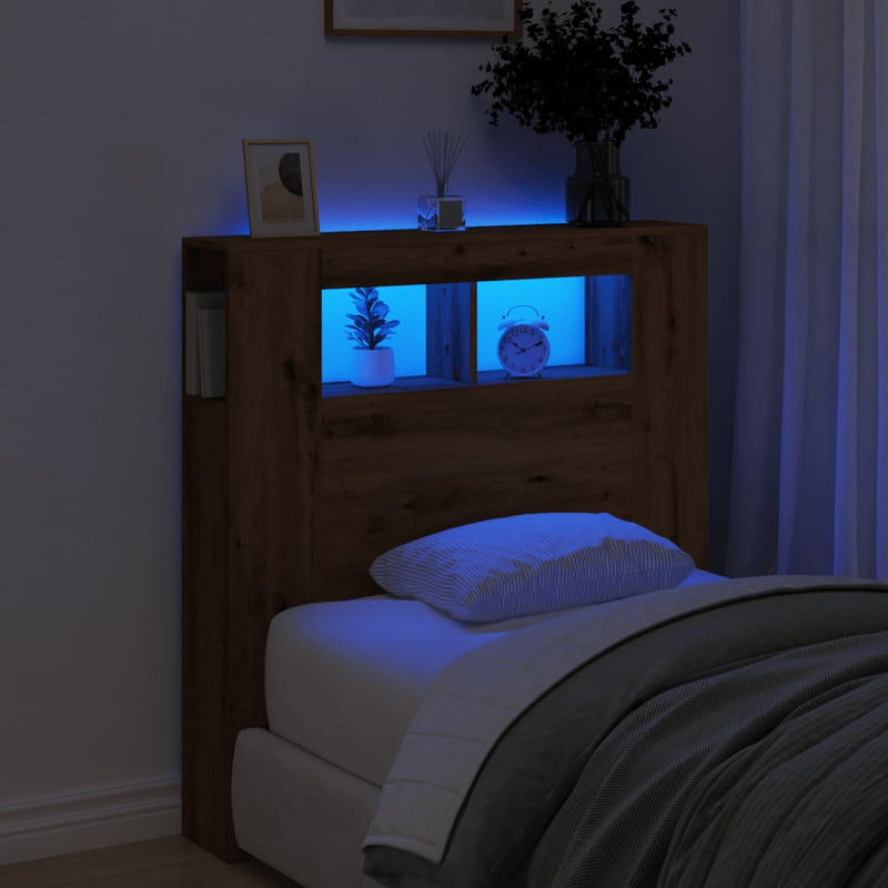 Led Hoofdbord 140 X 18,5 X 103,5 Cm Bewerkt Hout