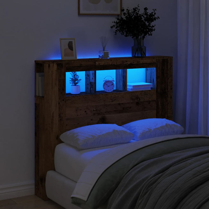 Led Hoofdbord 140 X 18,5 X 103,5 Cm Bewerkt Hout