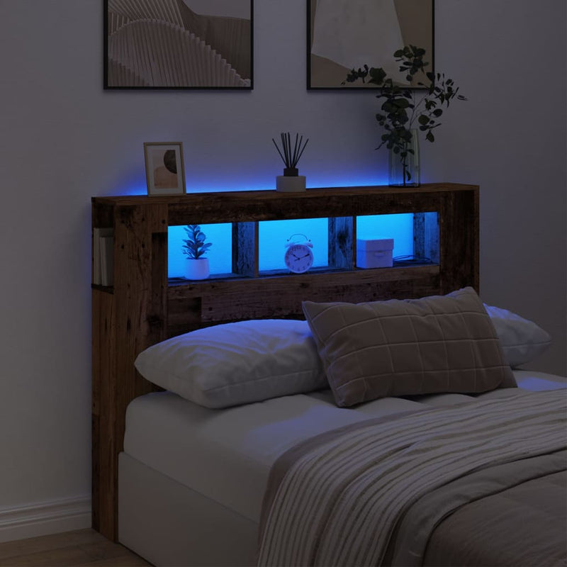 Led Hoofdbord 140 X 18,5 X 103,5 Cm Bewerkt Hout