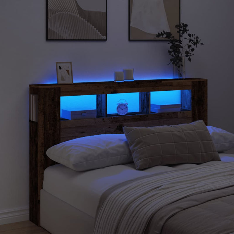 Led Hoofdbord 140 X 18,5 X 103,5 Cm Bewerkt Hout