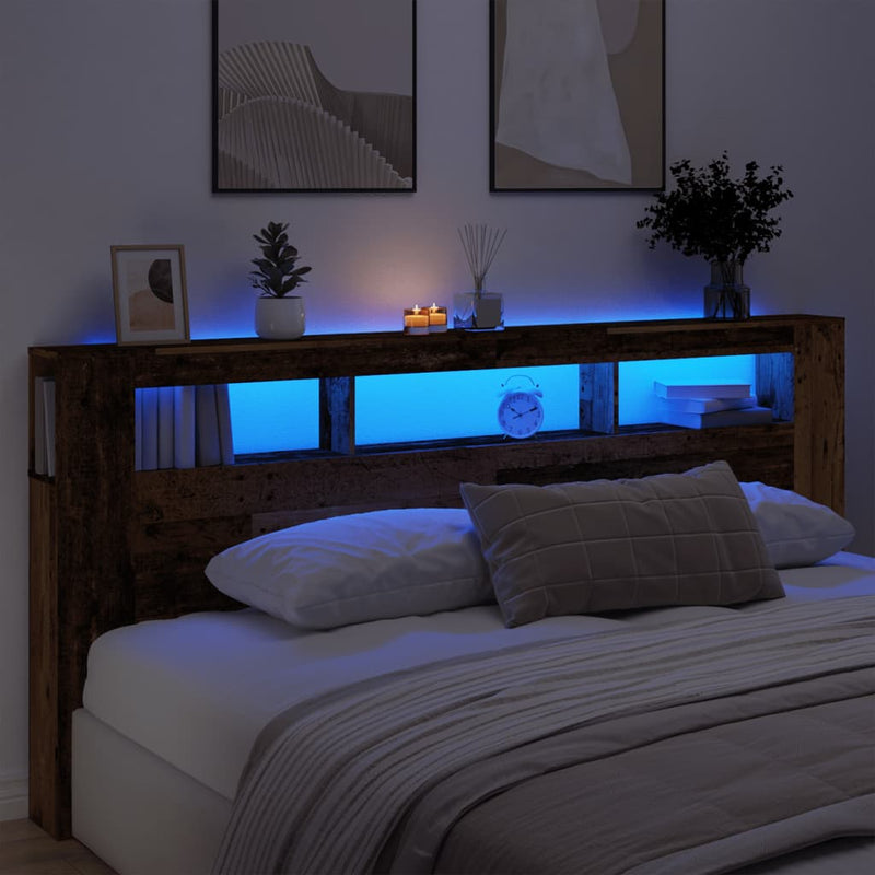 Led Hoofdbord 140 X 18,5 X 103,5 Cm Bewerkt Hout