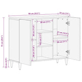Dressoir 90X33X75 Cm Massief Mangohout