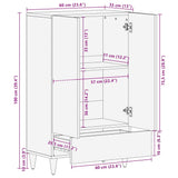 Hoge Kast 60X33X100 Cm Massief Mangohout