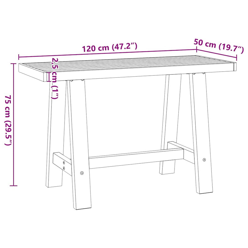 Bureau Noain A-Vormige Poten 120X50X75 Cm Massief Hout