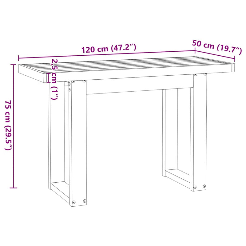 Bureau Noain U-Vormige Poten 120X50X75 Cm Massief Hout