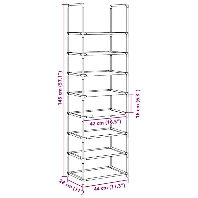Schoenenrek 8-Laags Nonwoven Stof Zwart