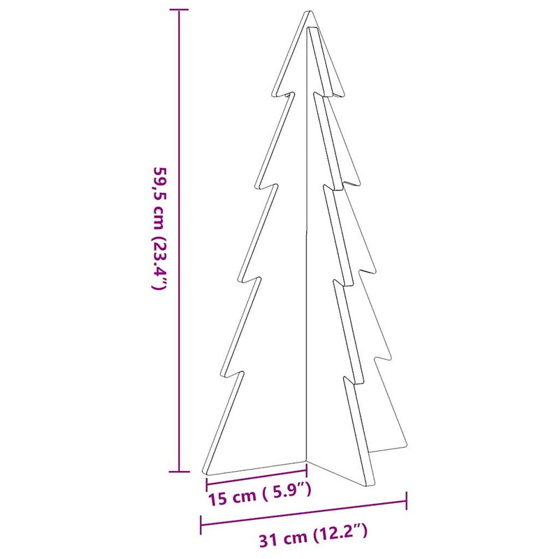 Kerstdecoratie Kerstboom 59,5 Cm Massief Grenenhout Wit