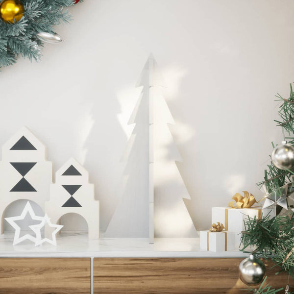 Kerstdecoratie Kerstboom 59,5 Cm Massief Grenenhout Wit