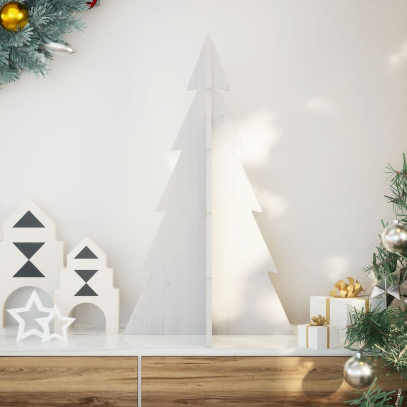 Kerstdecoratie Kerstboom 59,5 Cm Massief Grenenhout Wit
