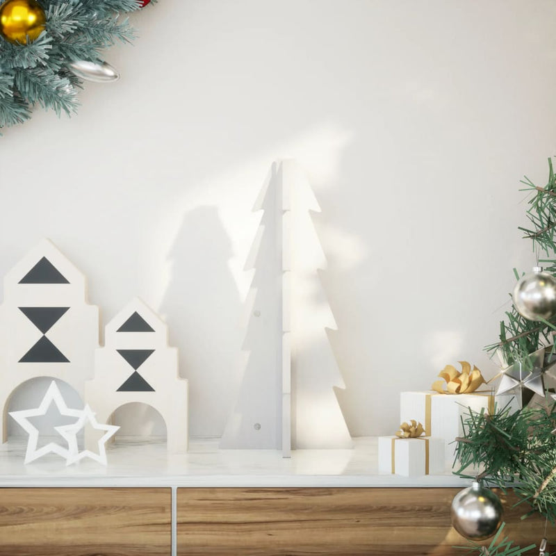 Kerstdecoratie Kerstboom 69,5 Cm Massief Grenenhout Wit