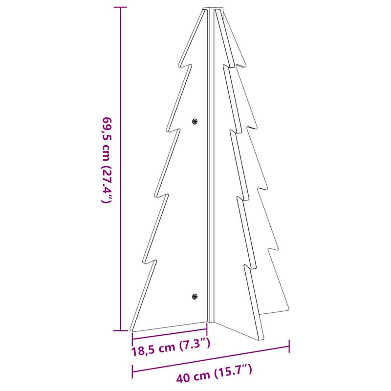 Kerstdecoratie Kerstboom 69,5 Cm Massief Grenenhout Wasbruin