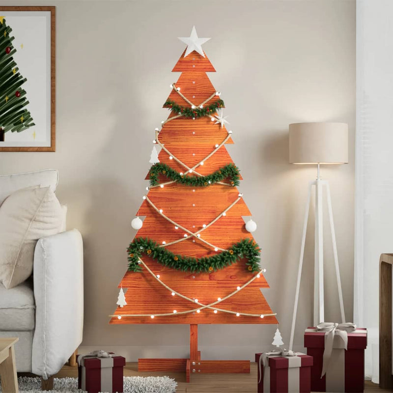 Kerstdecoratie Kerstboom Massief Grenenhout Wasbruin
